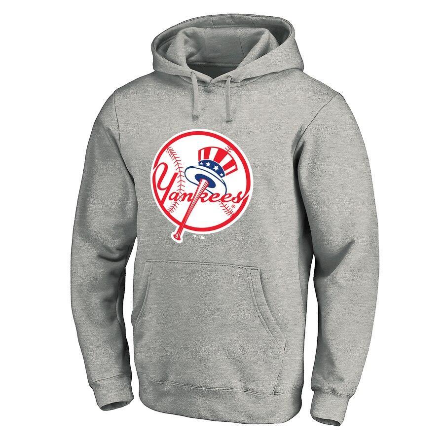 #61 BARRETT Men's New York Yankees Ash Personalized Backer Pullover Hoodie
