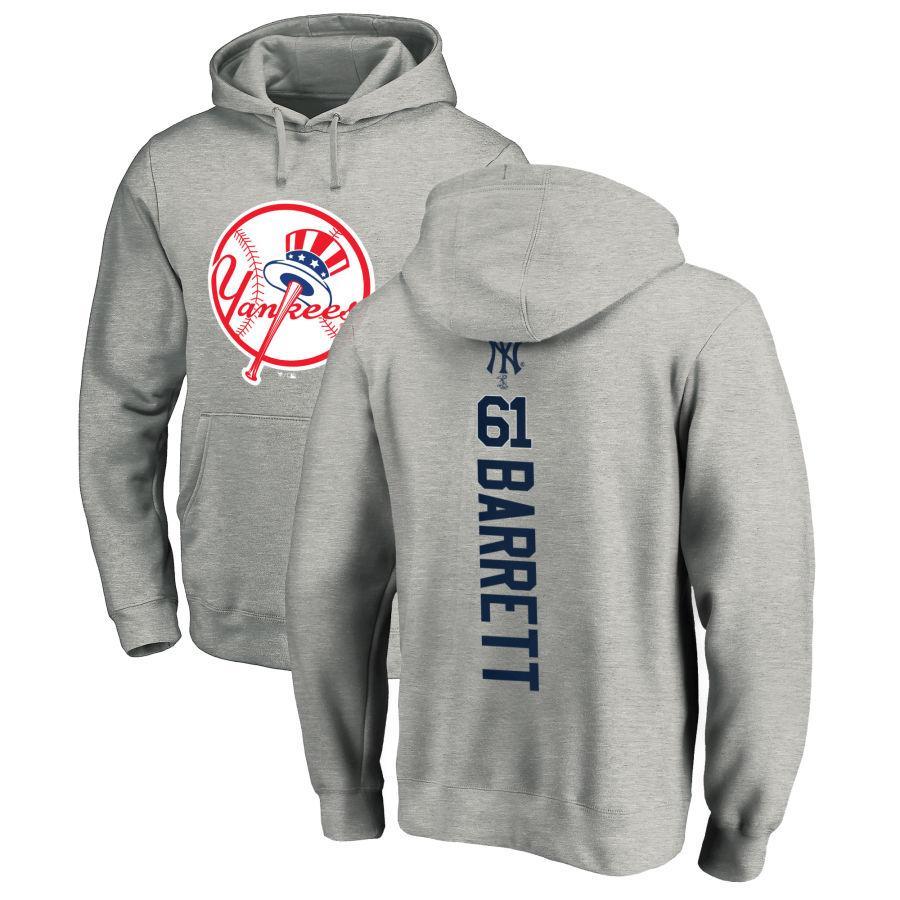 #61 BARRETT Men's New York Yankees Ash Personalized Backer Pullover Hoodie