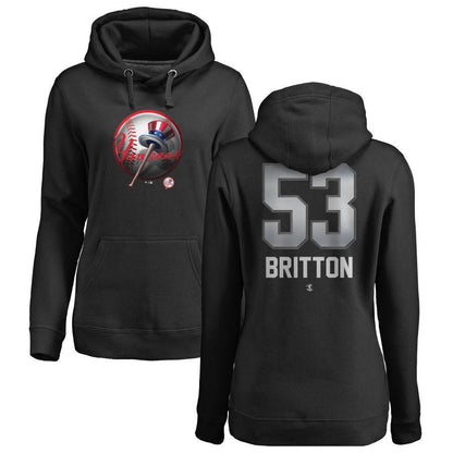 #53 BRITTON Women's New York Yankees Fanatics Branded Black Personalized Midnight Mascot Pullover Hoodie