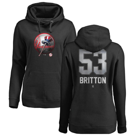 #53 BRITTON Women's New York Yankees Fanatics Branded Black Personalized Midnight Mascot Pullover Hoodie