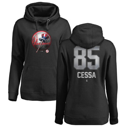 #85 CESSA Women's New York Yankees Fanatics Branded Black Personalized Midnight Mascot Pullover Hoodie