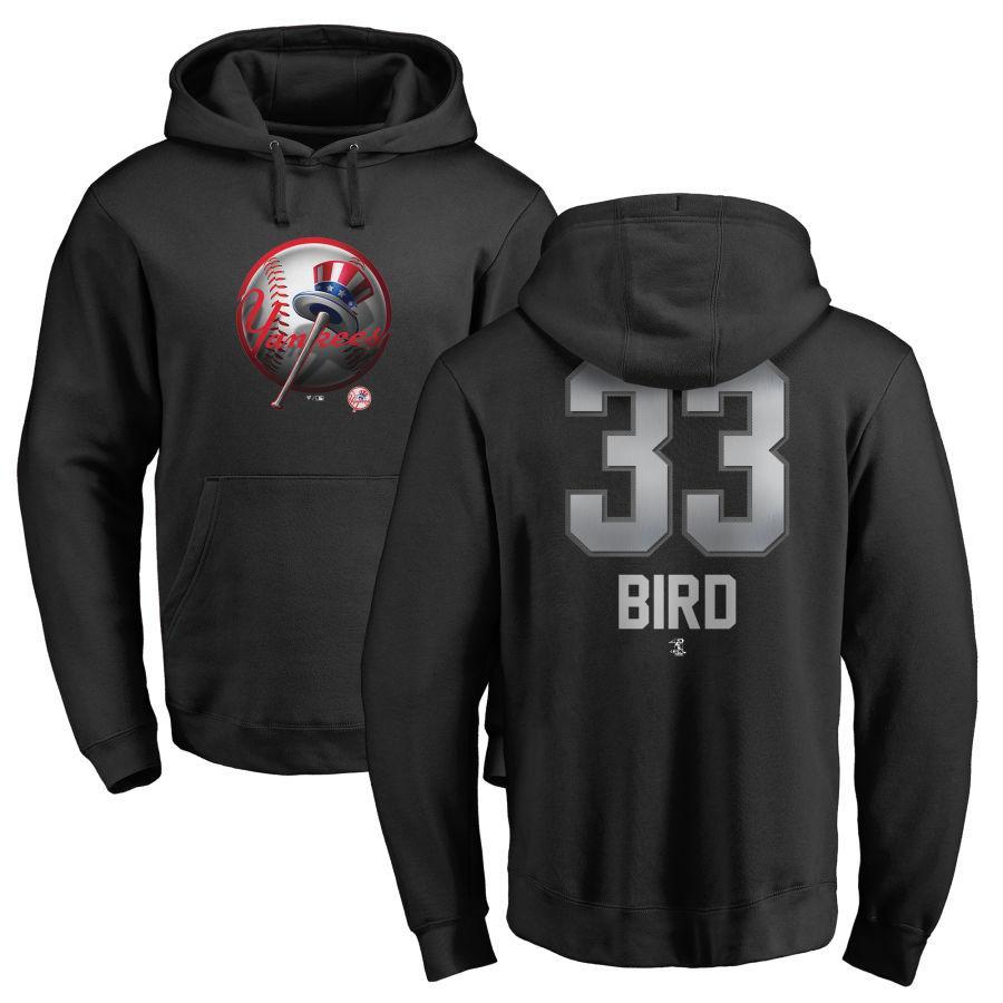 #33 BIRD Men's New York Yankees Fanatics Branded Black Personalized Midnight Mascot Pullover Hoodie