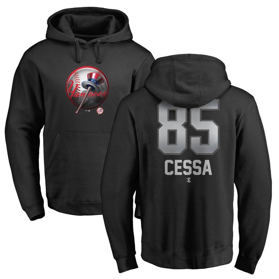 #85 CESSA Men's New York Yankees Fanatics Branded Black Personalized Midnight Mascot Pullover Hoodie
