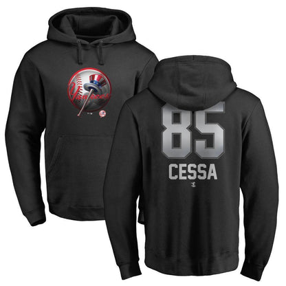 #85 CESSA Men's New York Yankees Fanatics Branded Black Personalized Midnight Mascot Pullover Hoodie