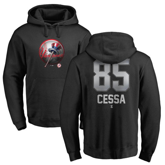 #85 CESSA Men's New York Yankees Fanatics Branded Black Personalized Midnight Mascot Pullover Hoodie
