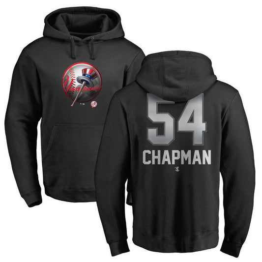 #54 CHAPMAN Men's New York Yankees Fanatics Branded Black Personalized Midnight Mascot Pullover Hoodie