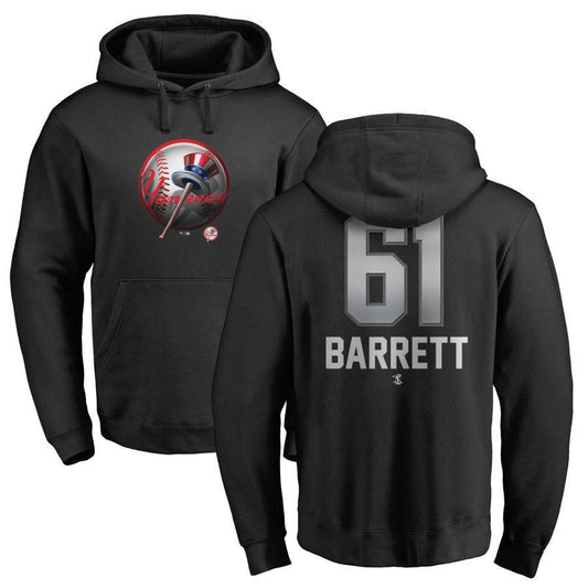 #61 BARRETT Men's New York Yankees Fanatics Branded Black Personalized Midnight Mascot Pullover Hoodie