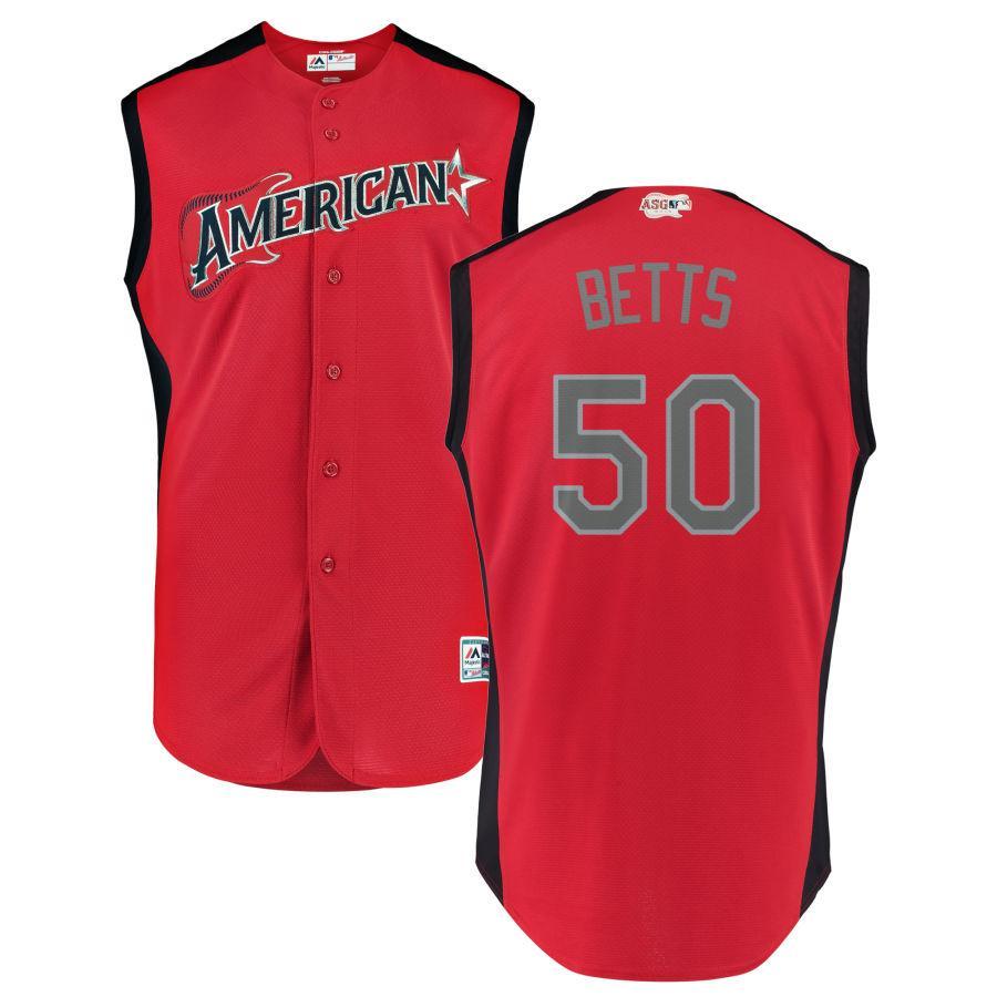#50 Betts Men's American League Majestic 2019 MLB All-Star Game Workout Custom Jersey