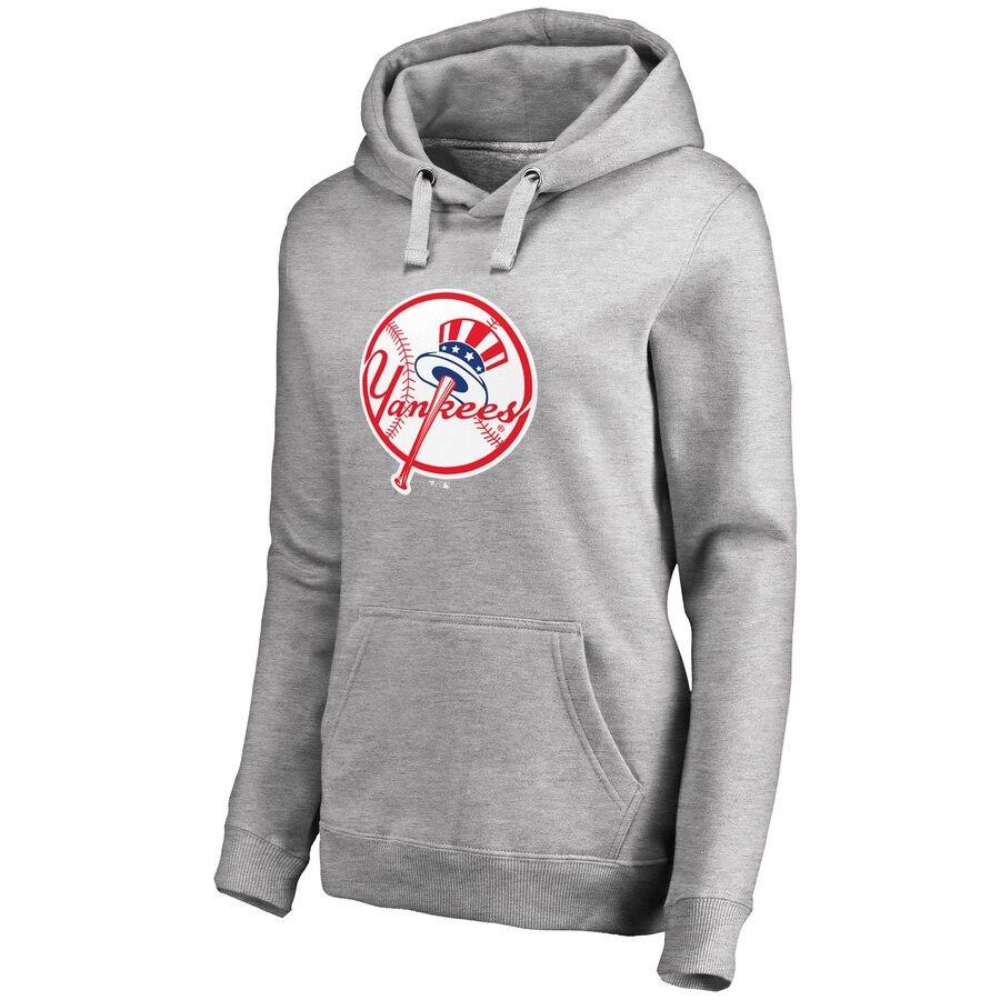 #61 BARRETT Women's New York Yankees Ash Personalized Backer Pullover Hoodie