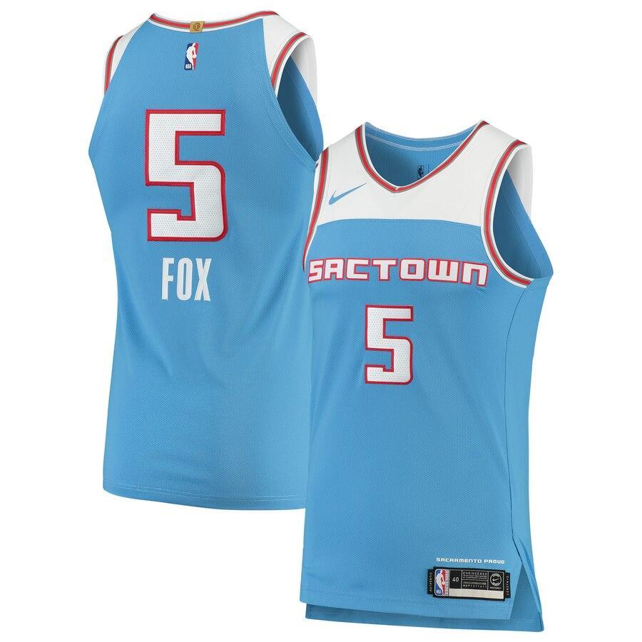 De'Aaron Fox Sacramento Kings 2018-19 Authentic Jersey Blue - City Edition