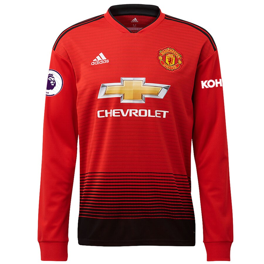 Manchester United 2018/19 Home Replica Patch Long Sleeve Jersey – Red
