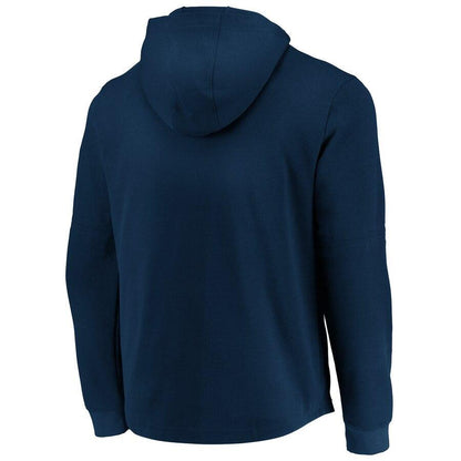 Men's New York Yankees Gleyber Torres Majestic Navy Collection Batting Practice Waffle Quarter-Zip Hoodie