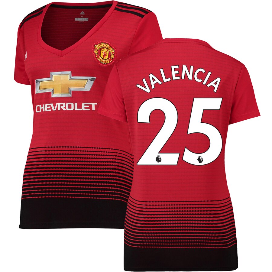 Antonio Valencia Manchester United Women's 18/19 Home Replica Jersey – Red