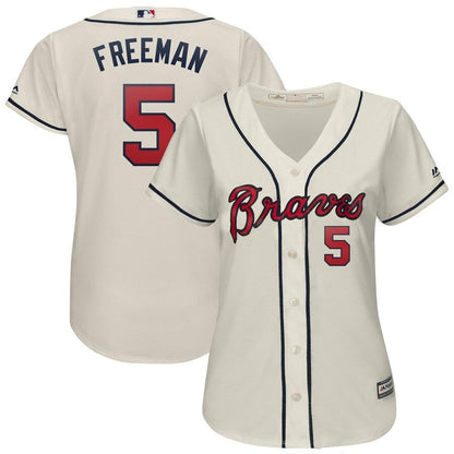 Freddie Freeman 5 Atlanta Braves Women's Alternate Cool Base Player Jersey – Cream