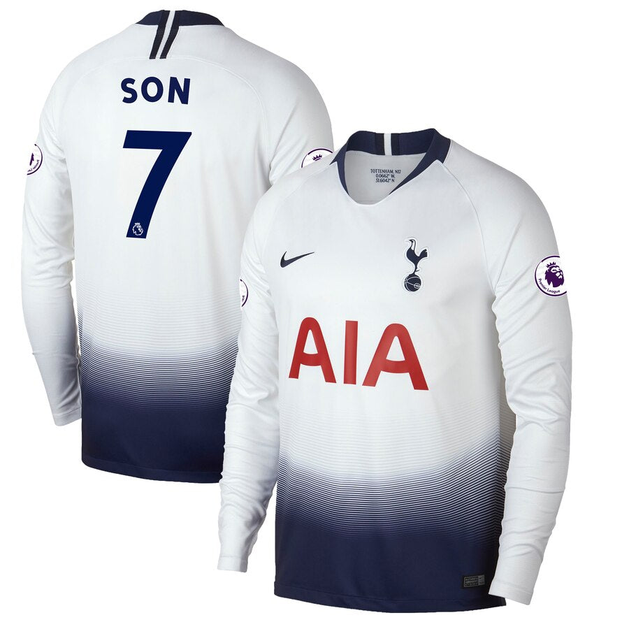 Son Heung-min Tottenham Hotspur Fanatics Branded 2018/2019 Home Replica Long Sleeve Jersey – White