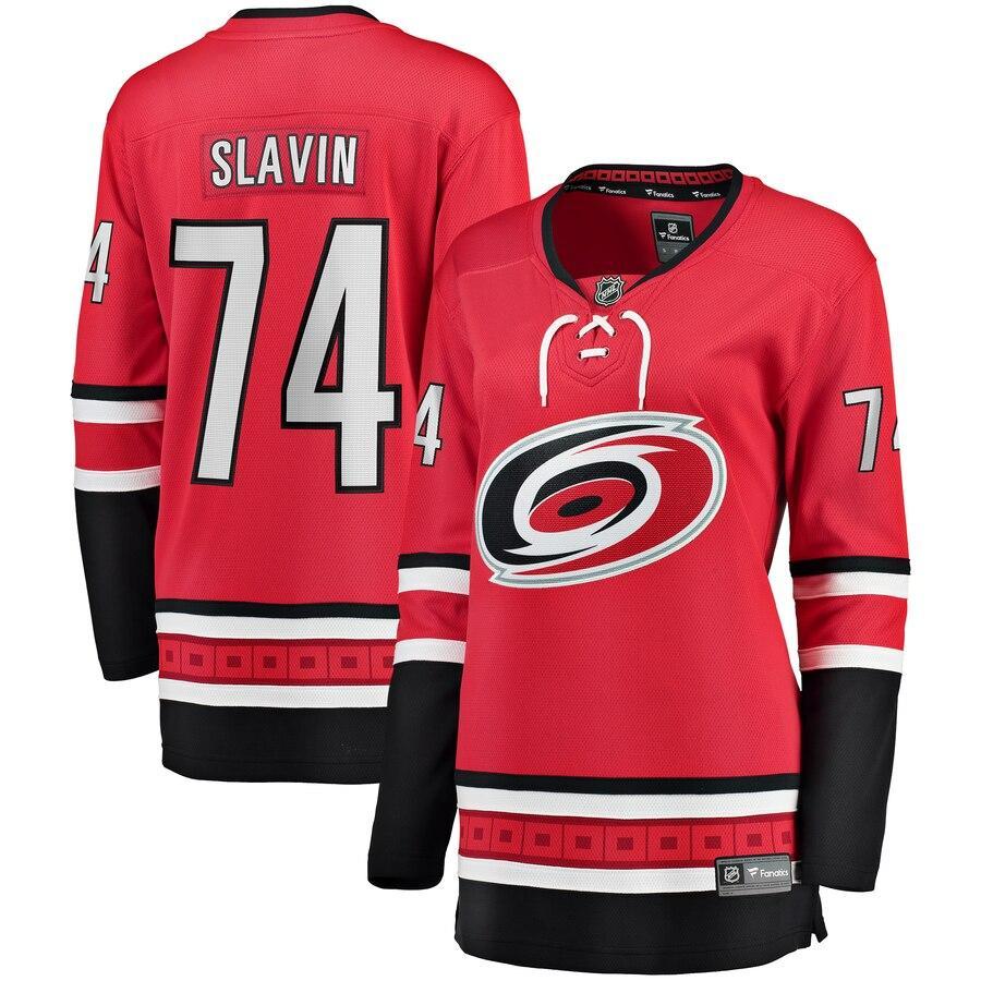Jaccob Slavin Carolina Hurricanes Branded Women's Home Breakaway Player Jersey – Red