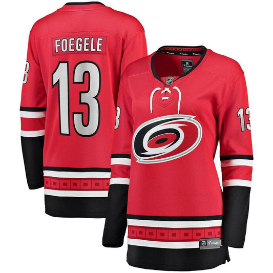 Warren Foegele Carolina Hurricanes Branded Women's Home Breakaway Player Jersey – Red
