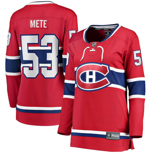 Victor Mete 53 Montreal Canadiens Women's Red Home Breakaway Player Jersey