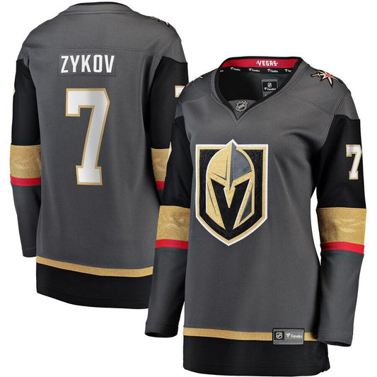 Valentin Zykov 7 Vegas Golden Knights Women's Black Home Breakaway Player Jersey