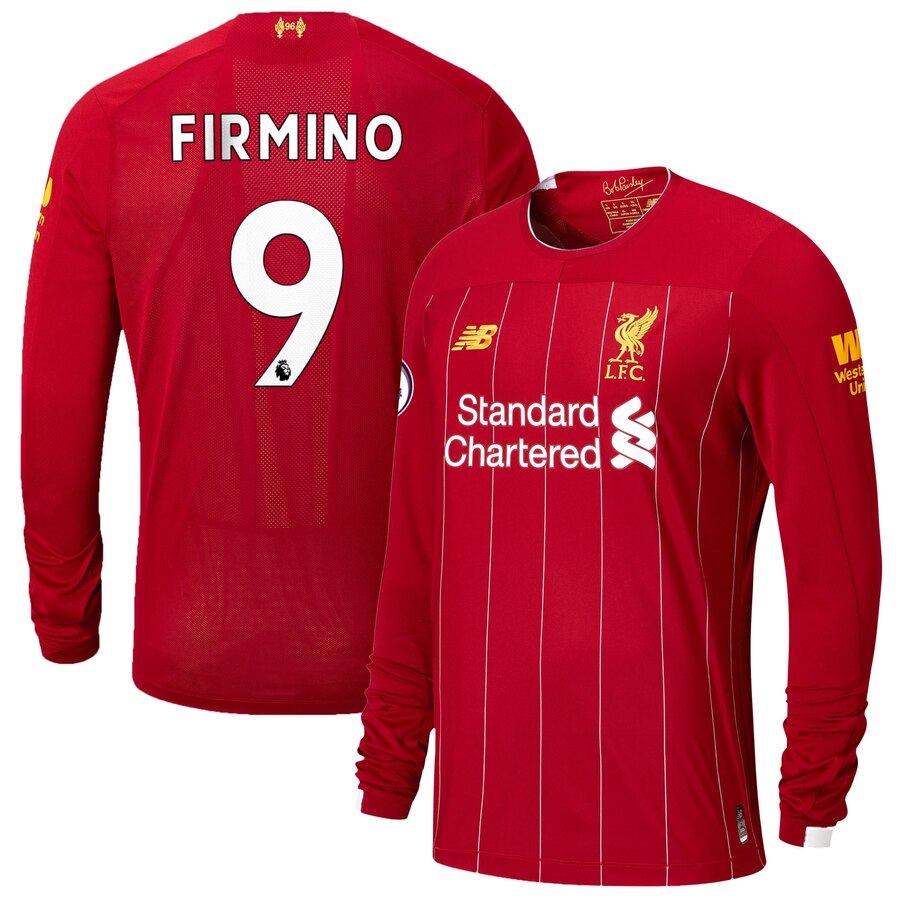 Roberto Firmino Liverpool 2019/20 Home Replica Player Long Sleeve Jersey – Red