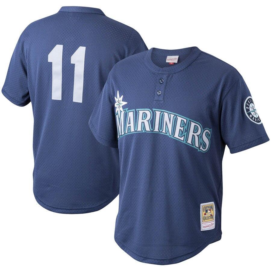 Men's Seattle Mariners Edgar Martinez Mitchell & Ness Navy Cooperstown Collection Mesh Batting Practice Jersey