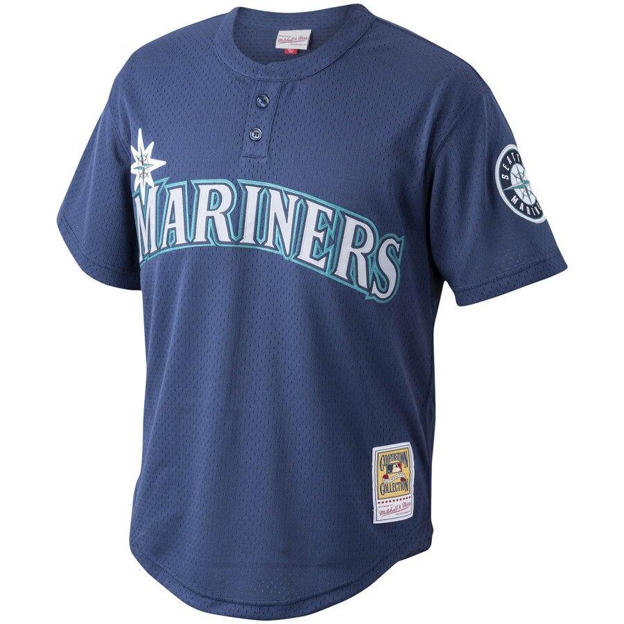 Men's Seattle Mariners Edgar Martinez Mitchell & Ness Navy Cooperstown Collection Mesh Batting Practice Jersey