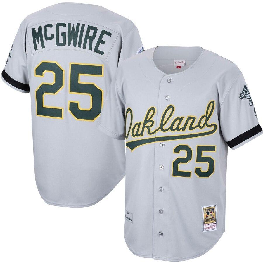 Mitchell & Ness Mark McGwire 25 Oakland Athletics Gray Road 1989 Cooperstown Collection Authentic Jersey