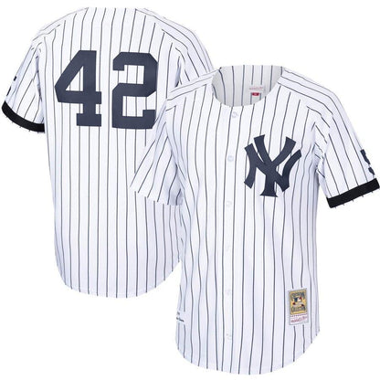 Men's New York Yankees Mariano Rivera Mitchell & Ness White/Navy Home 1999 Cooperstown Collection Jersey