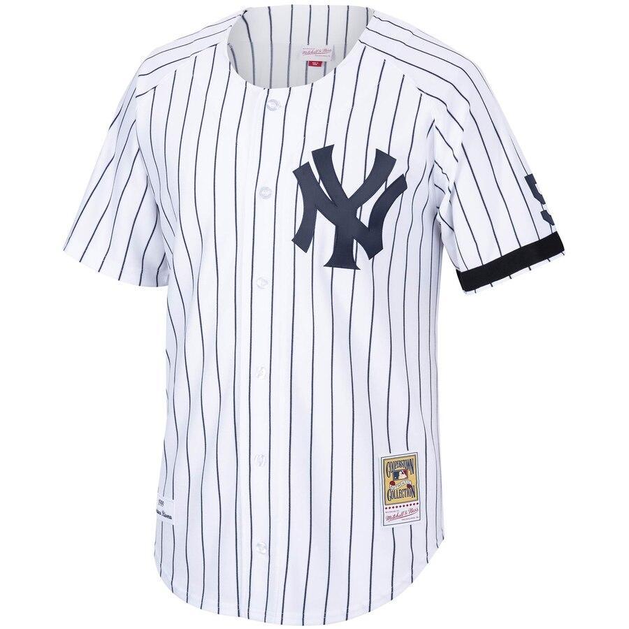 Men's New York Yankees Mariano Rivera Mitchell & Ness White/Navy Home 1999 Cooperstown Collection Jersey