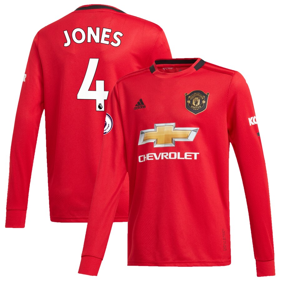 Phil Jones Manchester United Youth 2019/20 Home Replica Long Sleeve Player Jersey – Red
