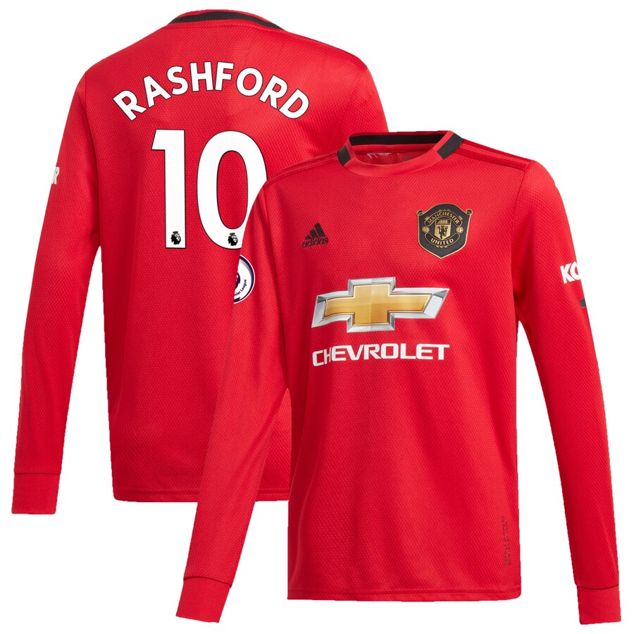 Marcus Rashford Manchester United Youth 2019/20 Home Replica Long Sleeve Player Jersey – Red