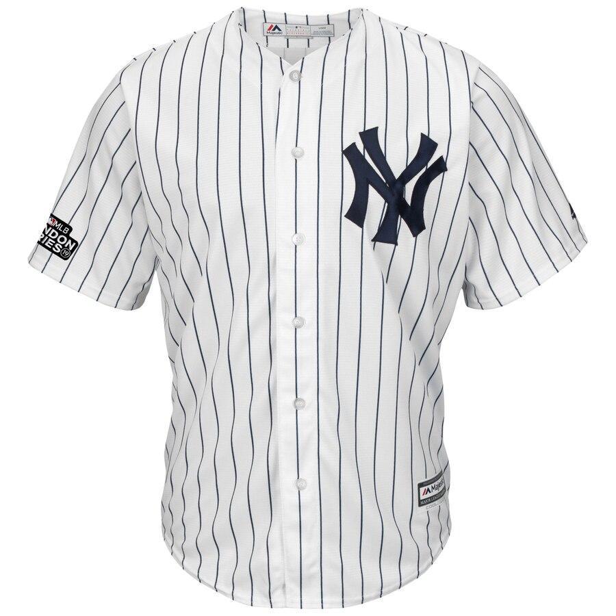 Gary Sanchez 24 New York Yankees White/Navy 2019 London Series Cool Base Player Jersey