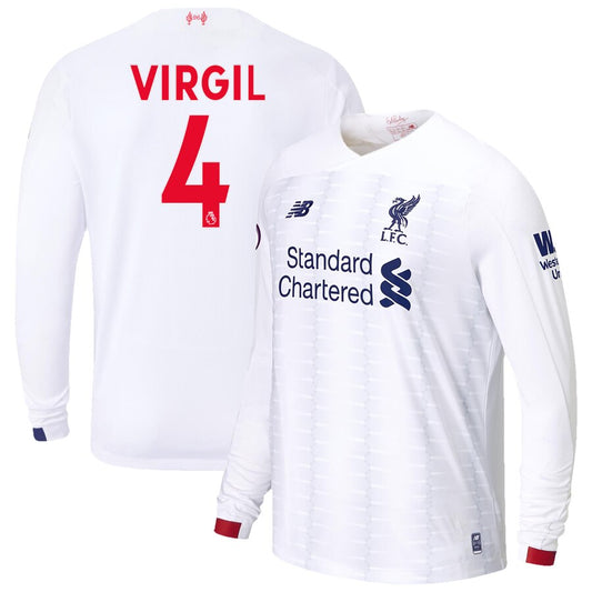 Van Dijk Liverpool 2019/20 Away Replica Long Sleeve Player Jersey – White