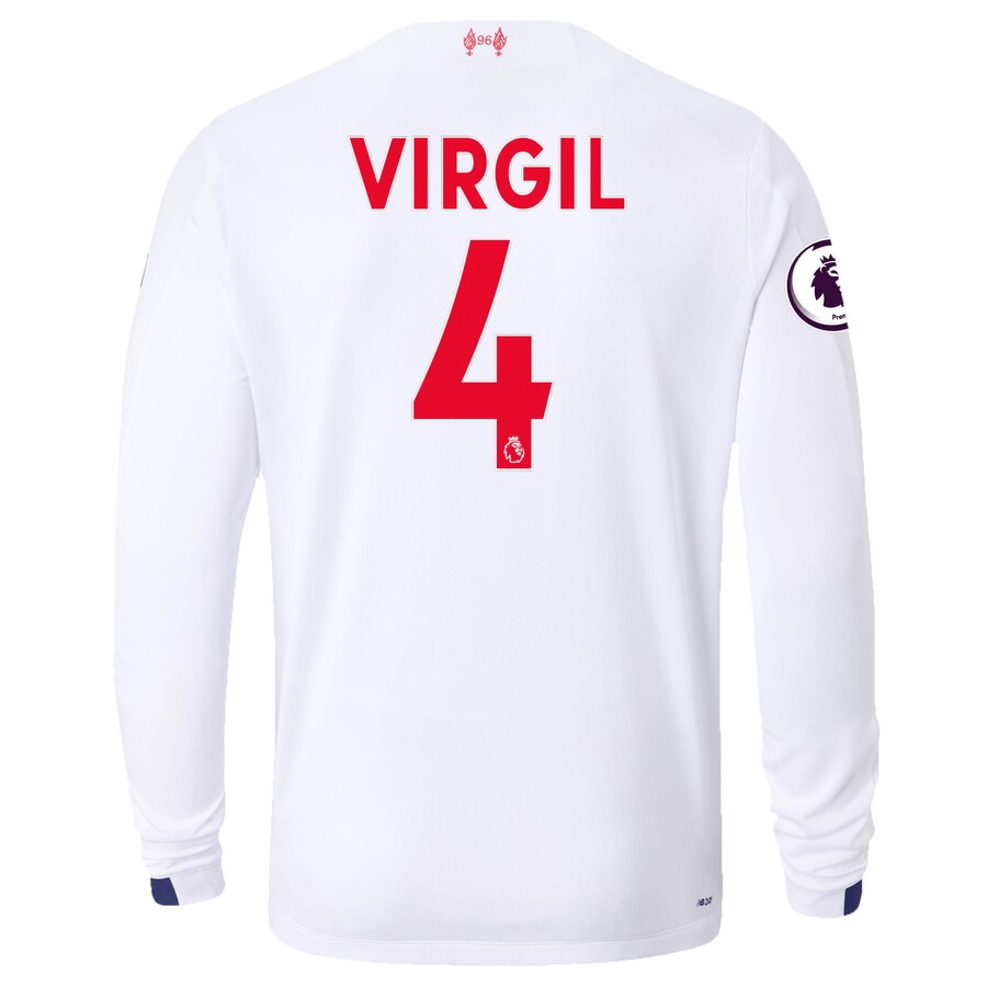 Van Dijk Liverpool 2019/20 Away Replica Long Sleeve Player Jersey – White