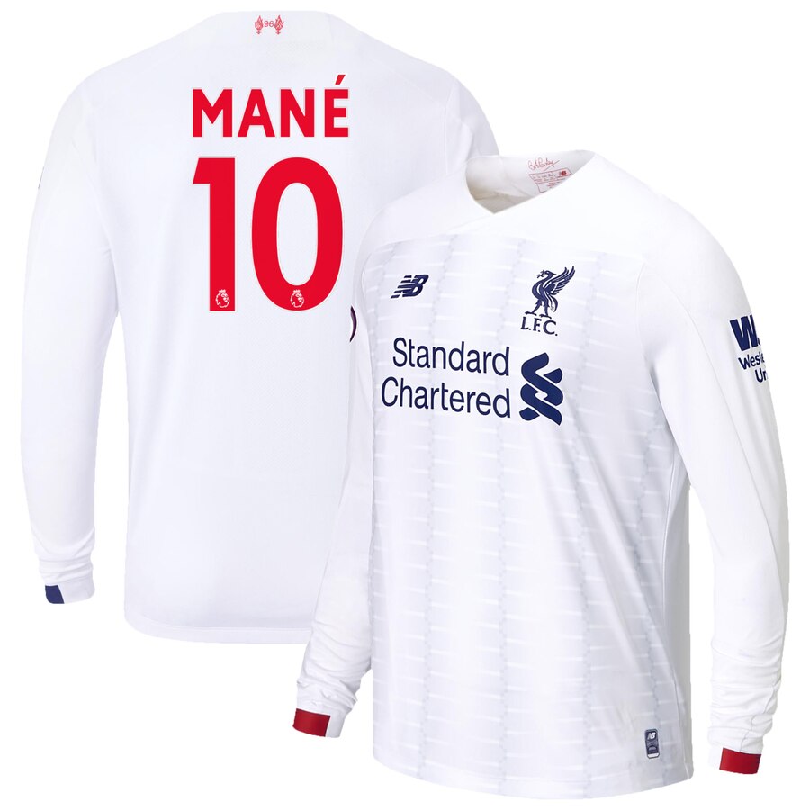 Sadio Mané Liverpool 2019/20 Away Replica Long Sleeve Player Jersey – White