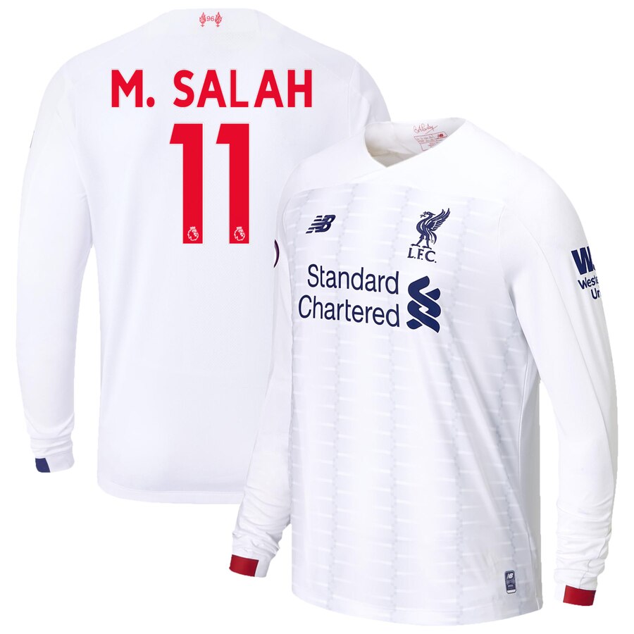 Mohamed Salah Liverpool 2019/20 Away Replica Long Sleeve Player Jersey – White