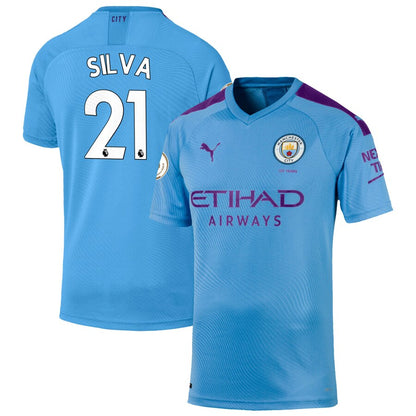 David Silva Manchester City 2019/20 Home Authentic Player Jersey – Light Blue