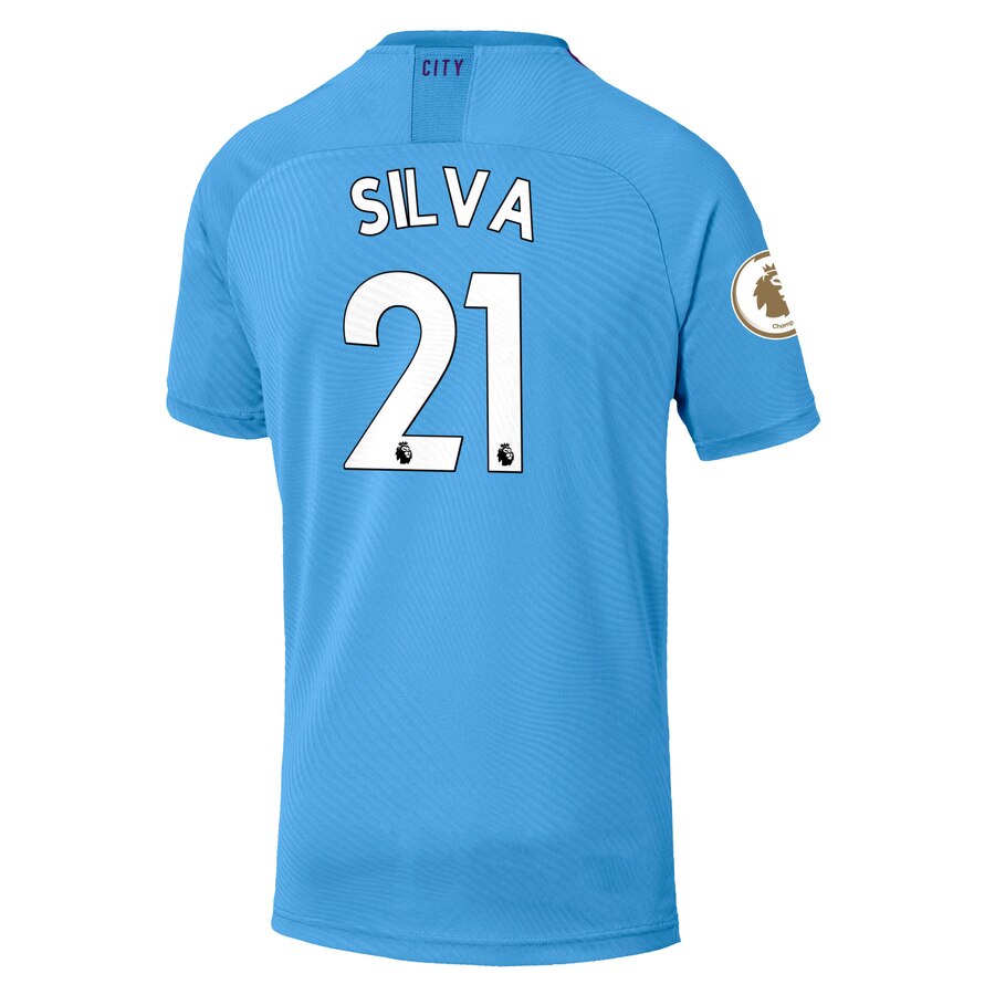 David Silva Manchester City 2019/20 Home Authentic Player Jersey – Light Blue