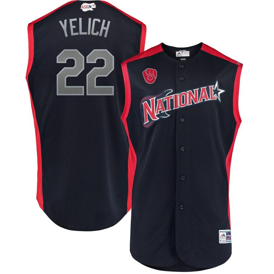 Christian Yelich 22 National League Navy 2019 MLB All-Star Game Workout Player Jersey