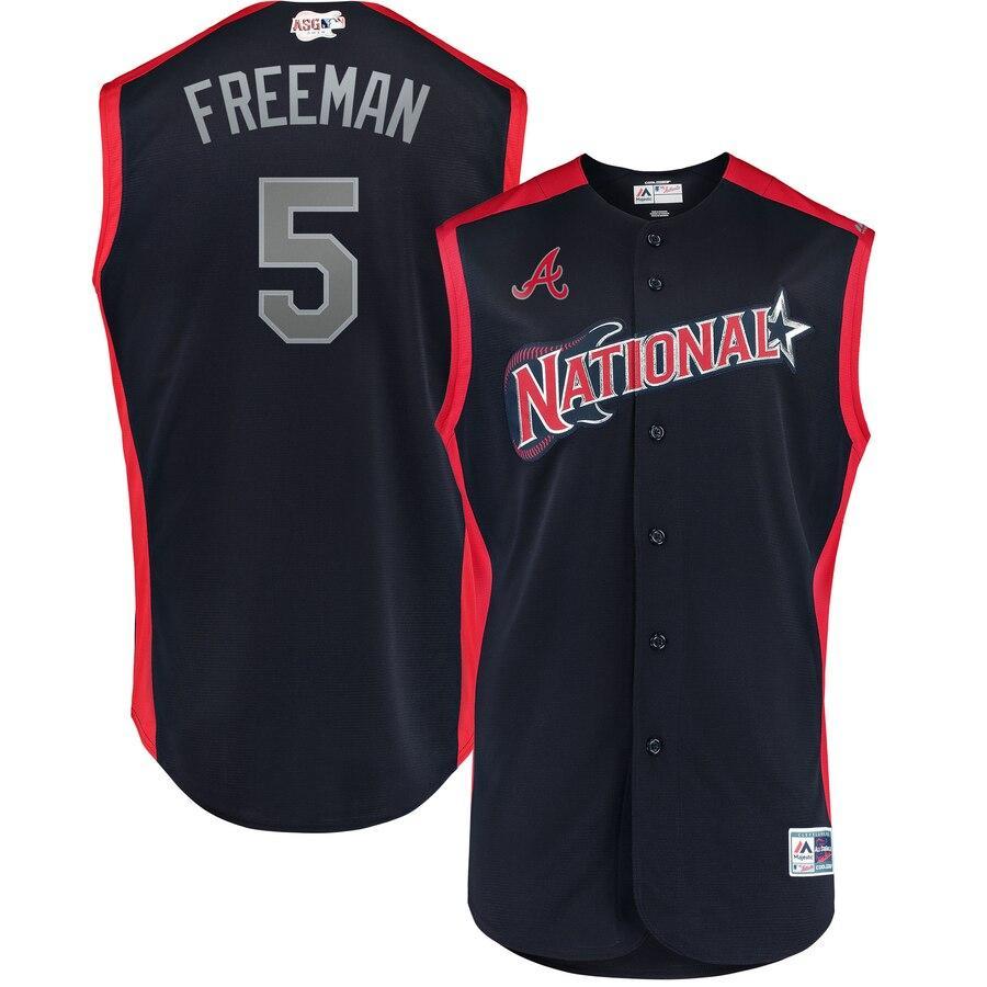 Freddie Freeman 5 National League Navy 2019 MLB All-Star Game Workout Player Jersey