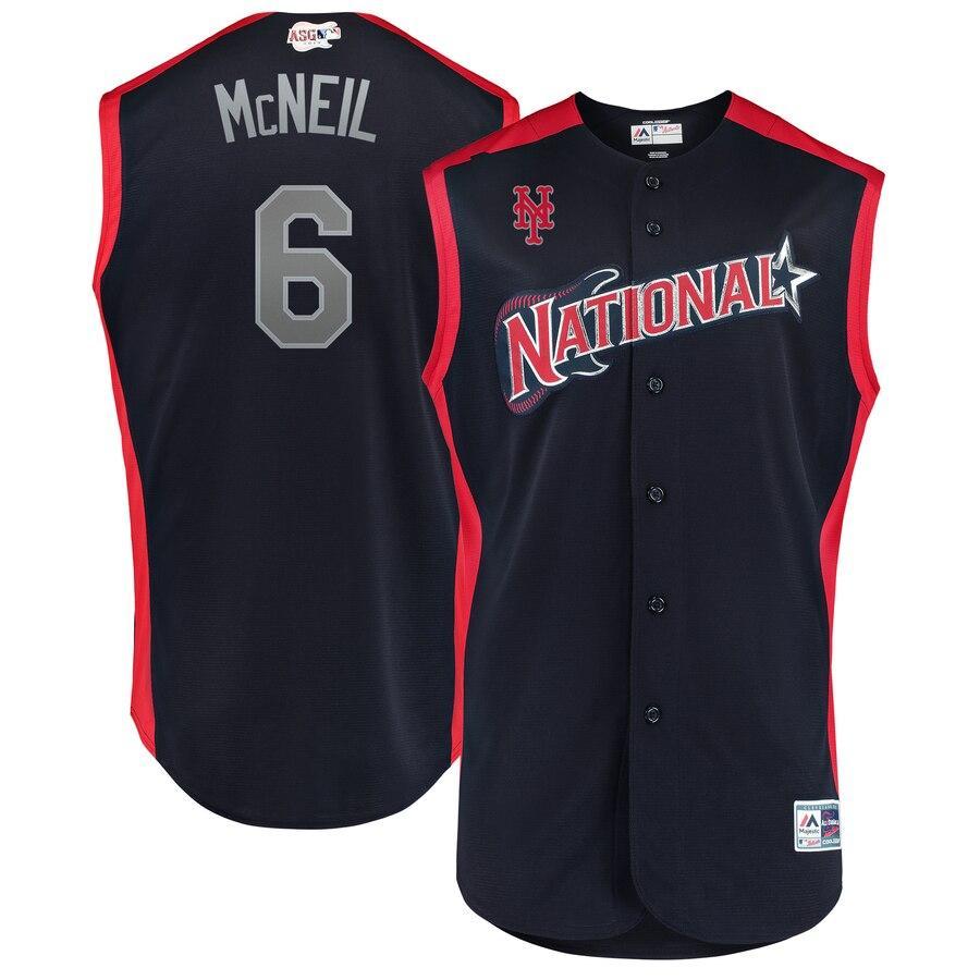 Jeff McNeil 6 National League Navy/Red 2019 MLB All-Star Game Workout Player Jersey