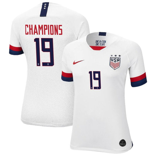 USWNT Women's White 2019 FIFA Women's World Cup Champions 19 Nameplate Authentic Jersey