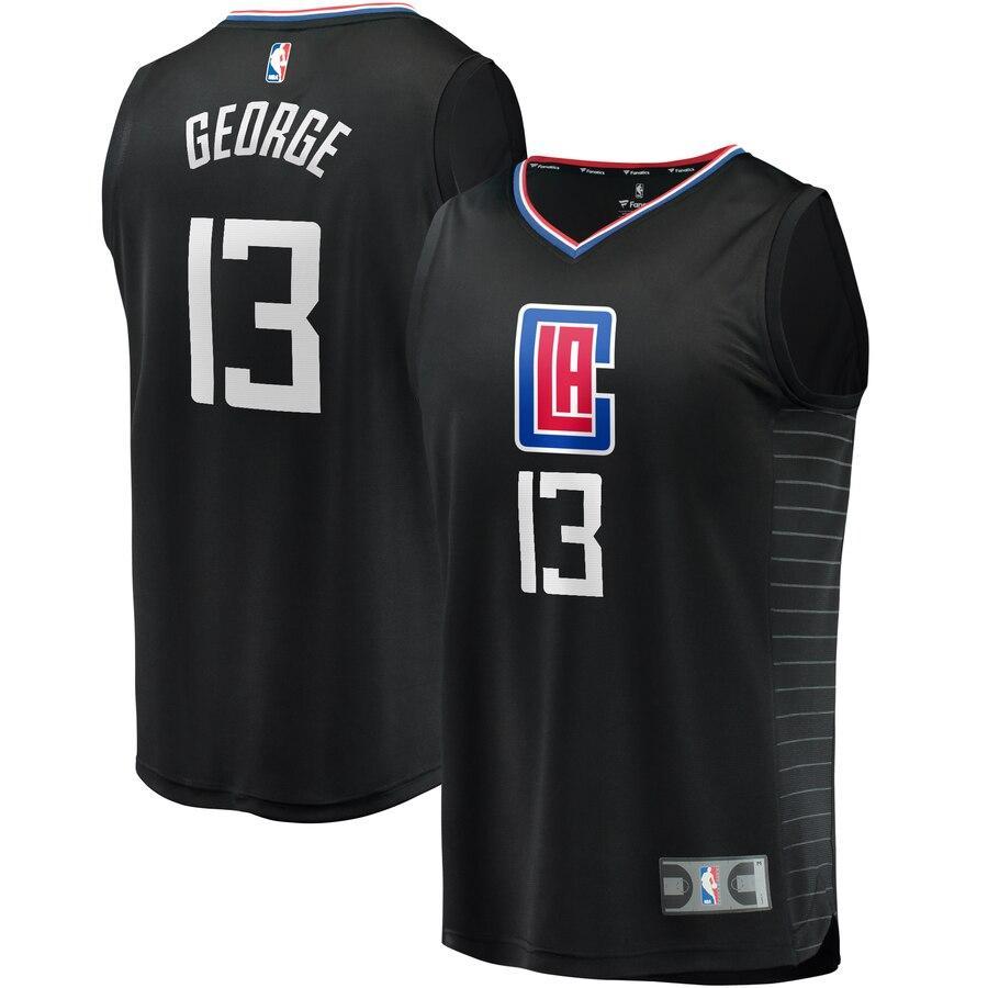 Paul George LA Clippers Fast Break Replica Jersey Black – Statement Edition