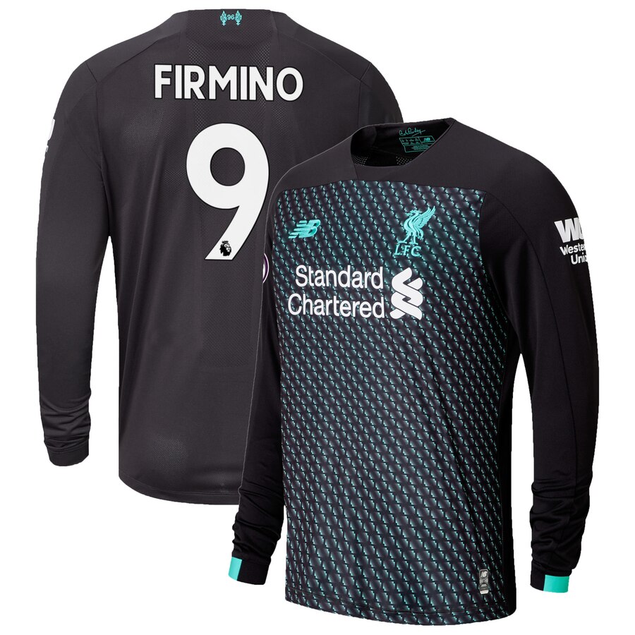 Roberto Firmino Liverpool 2019/20 Third Replica Long Sleeve Player Jersey - Black