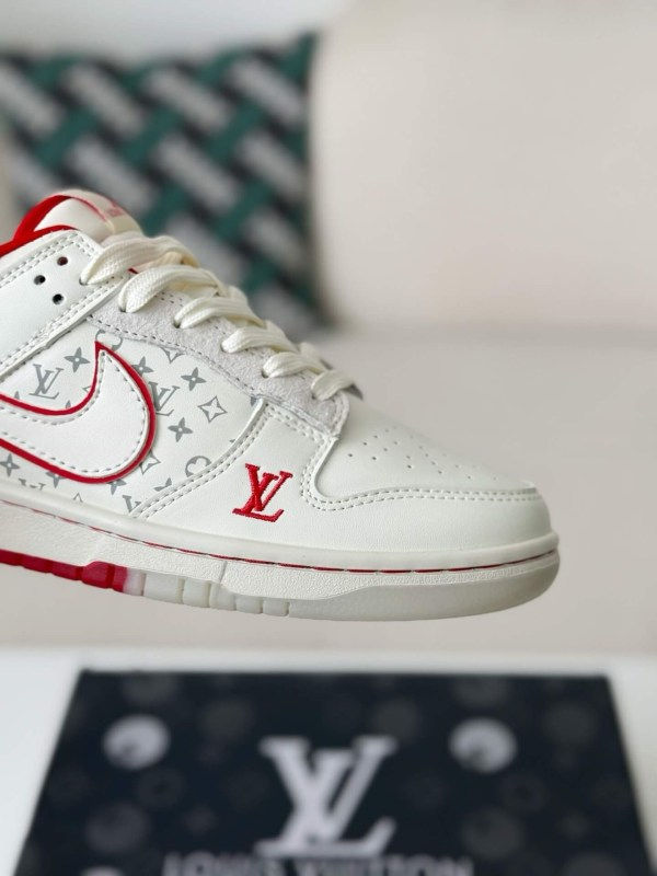 x Nike Dunk Low â€œNike By Youâ€ Custom Sneaker Red White