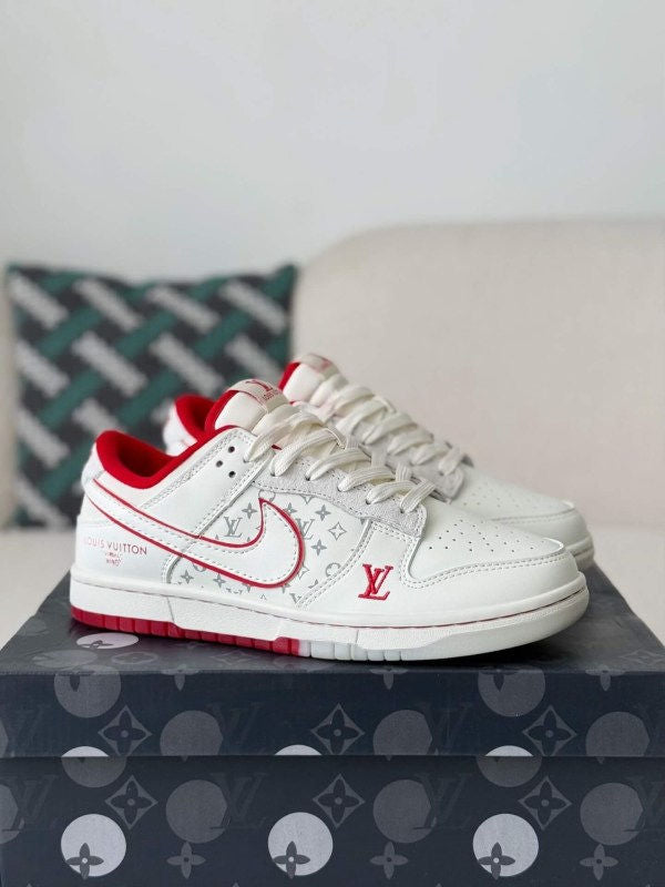 x Nike Dunk Low â€œNike By Youâ€ Custom Sneaker Red White