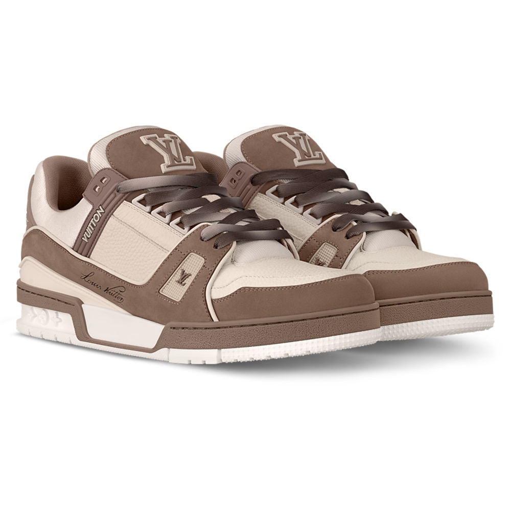 Trainers Nubuck & Grained Calf Leather Taupe Brown