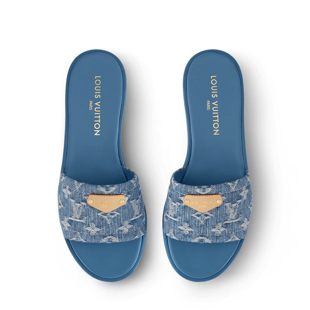 Lily Mule Sandals Blue Denim