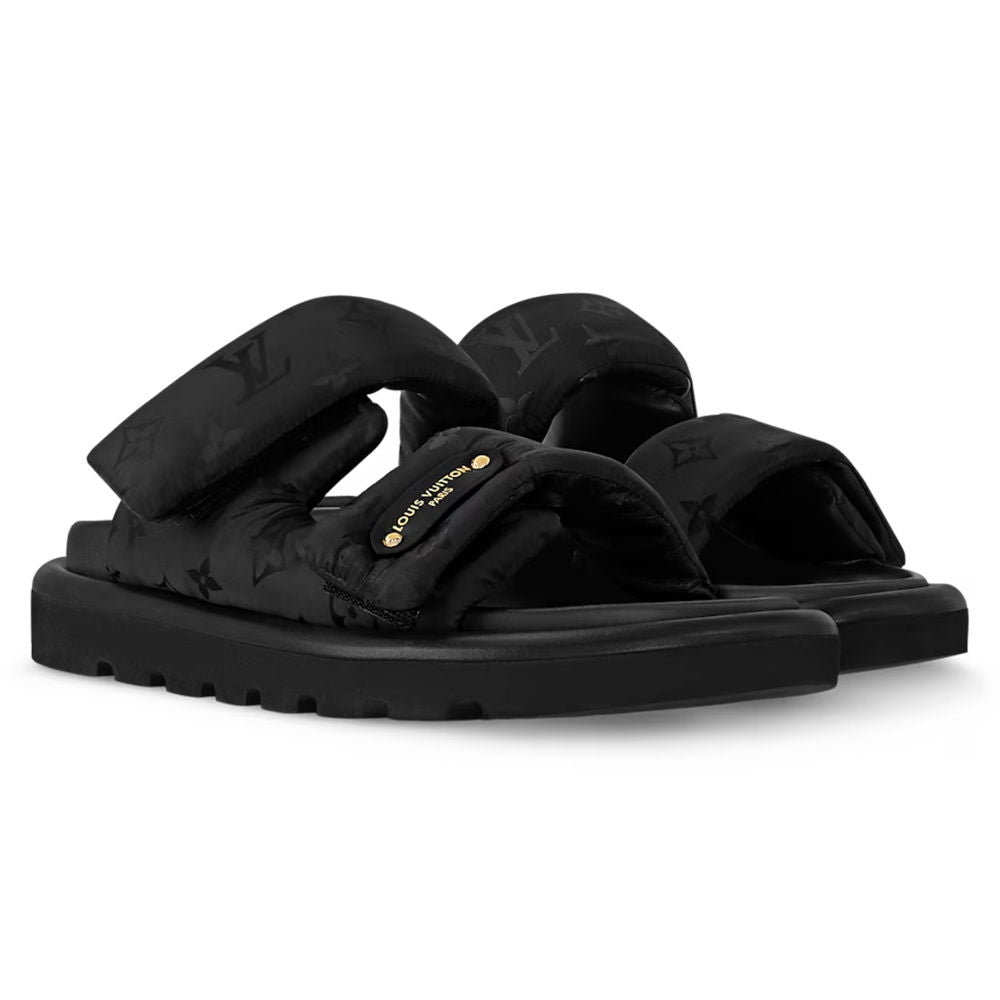 Pillow Pool Slide Comfort Flat Mule Black