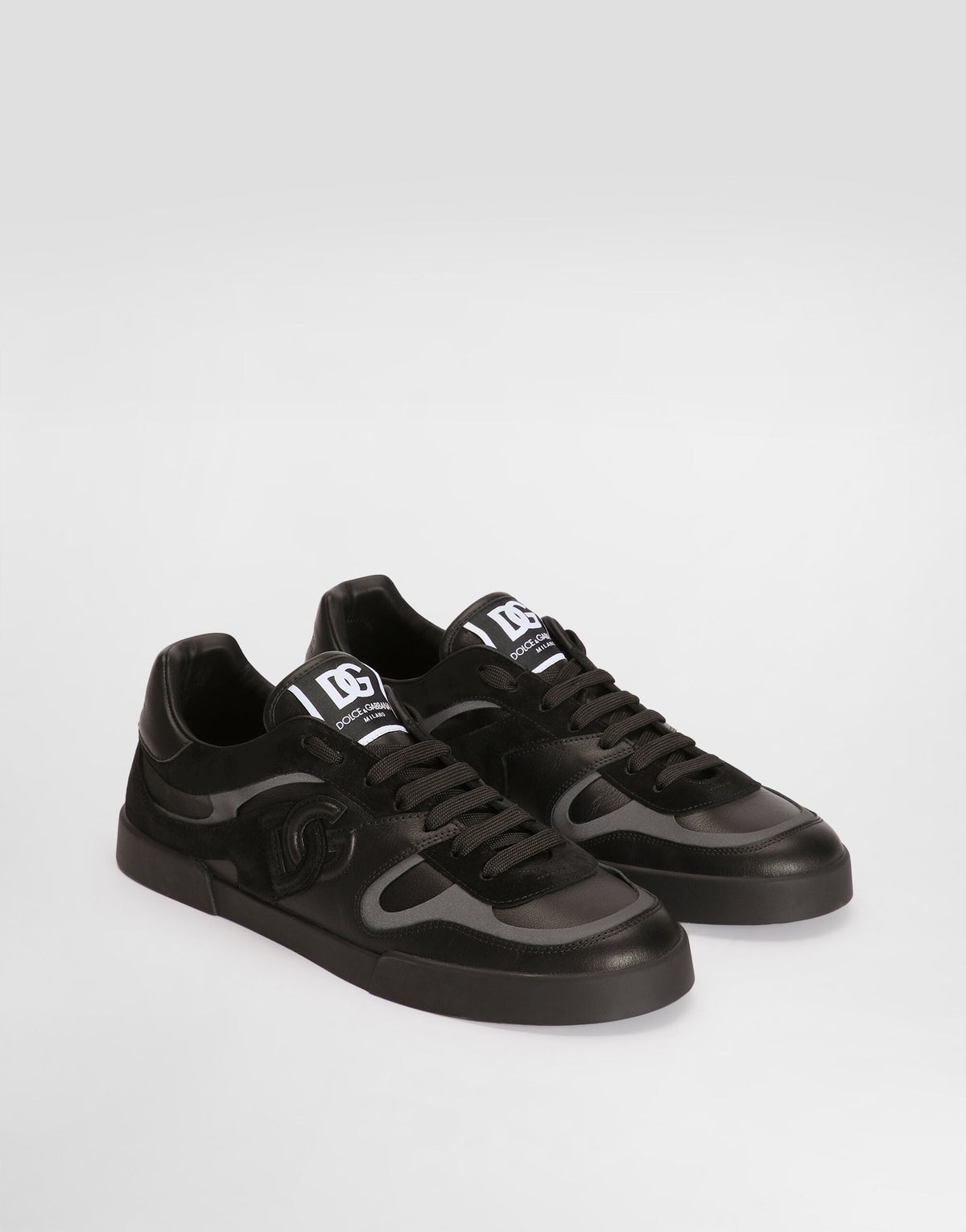 Portofino Calfskin Sneakers in Black M Shape
